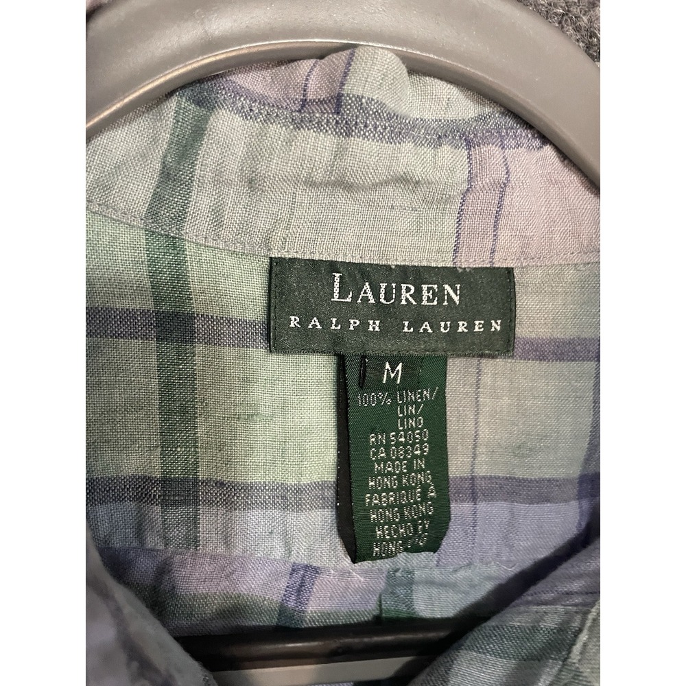 Ralph Lauren Shirt Womens Medium Mulitcolor 100% Linen Button Up Collar - Picture 6 of 10
